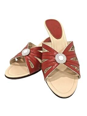 Cole Haan 7.5B red wedge heel slides sandals shoes